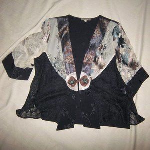 Spencer Alexis ~ Lace evening kimono Jacket ~ black beige floral ~ large